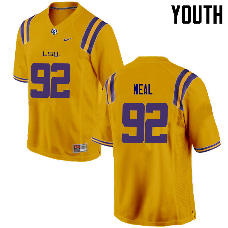 Youth LSU Tigers #92 Lewis Neal College Football Jerseys Game-Gold